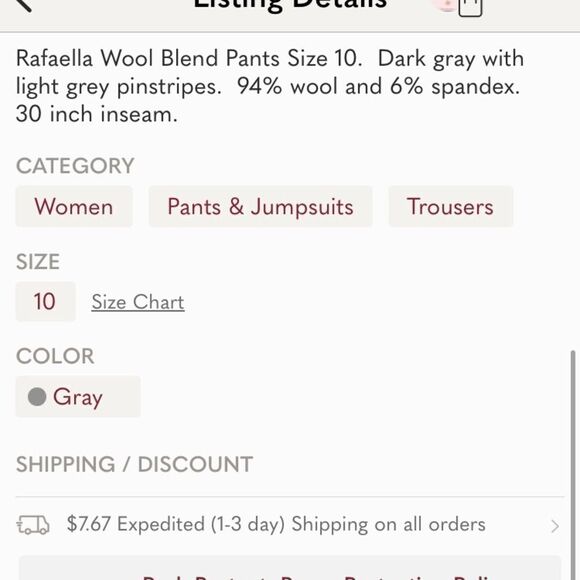 Rafaella Wool Blend Pants Size 10 Gray - Picture 5 of 5